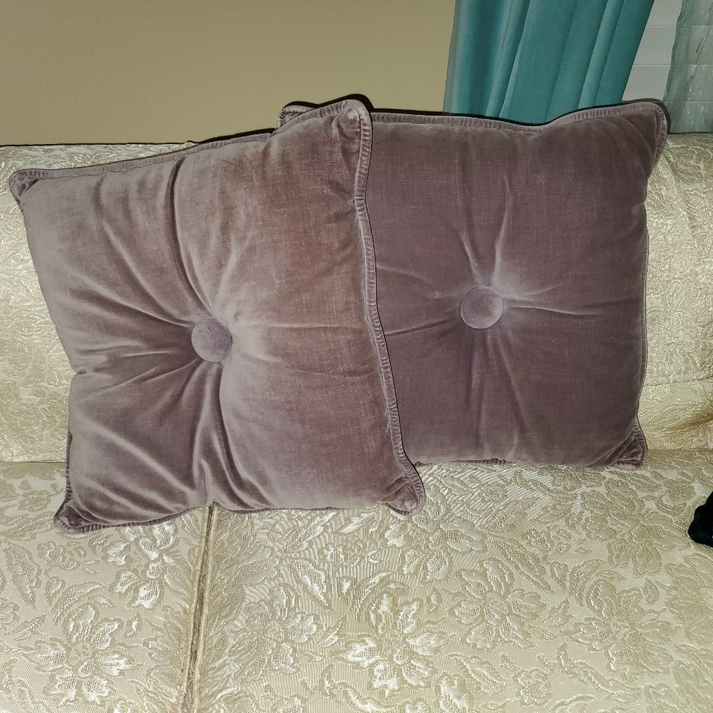 Purple velour accent pillows
